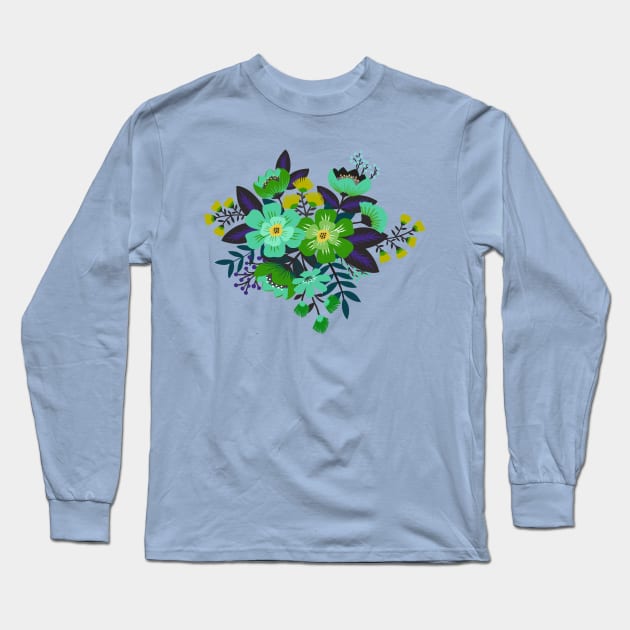 Bold boho flower bouquet Long Sleeve T-Shirt by Jennifer Ladd